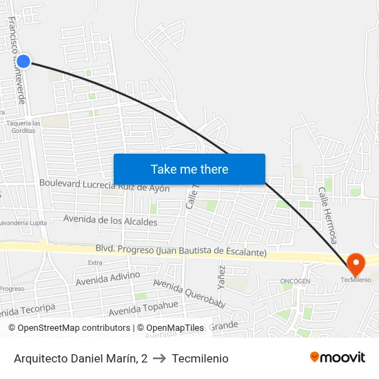 Arquitecto Daniel Marín, 2 to Tecmilenio map