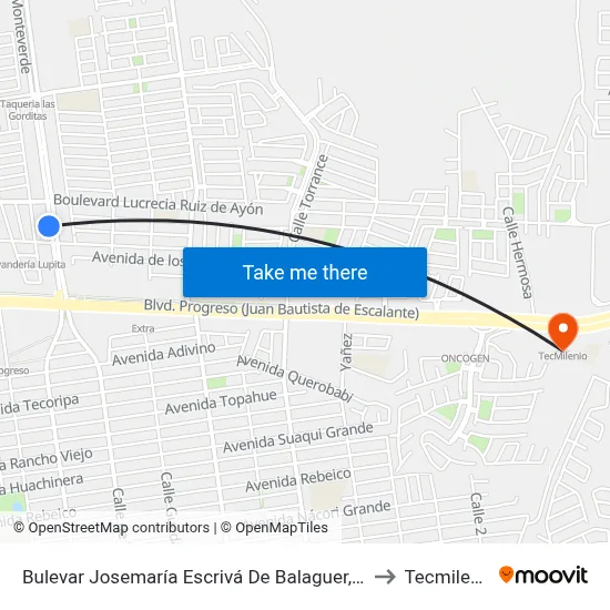 Bulevar Josemaría Escrivá De Balaguer, 132 to Tecmilenio map