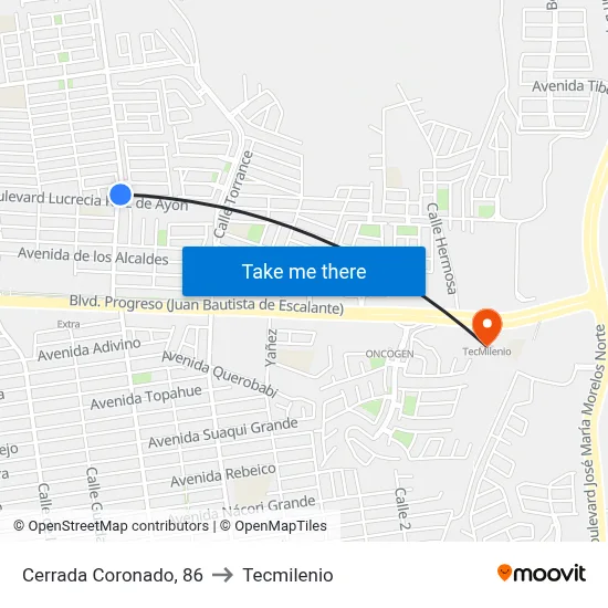 Cerrada Coronado, 86 to Tecmilenio map