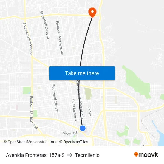 Avenida Fronteras, 157a-S to Tecmilenio map