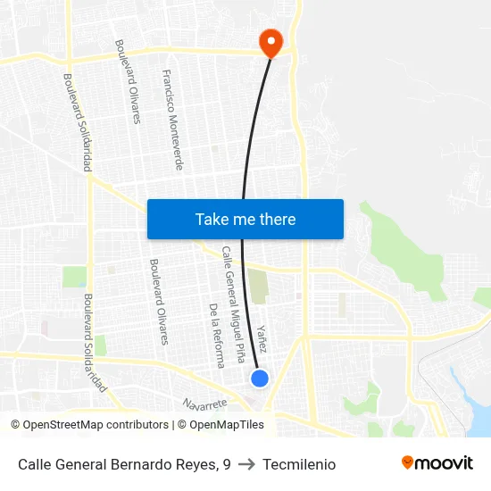 Calle General Bernardo Reyes, 9 to Tecmilenio map