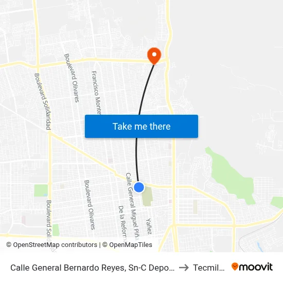 Calle General Bernardo Reyes, Sn-C Deposito Corona to Tecmilenio map