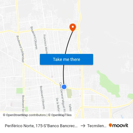 Periférico Norte, 175-S"Banco Bancrecer" to Tecmilenio map