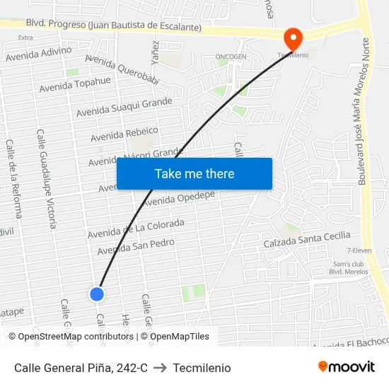 Calle General Piña, 242-C to Tecmilenio map