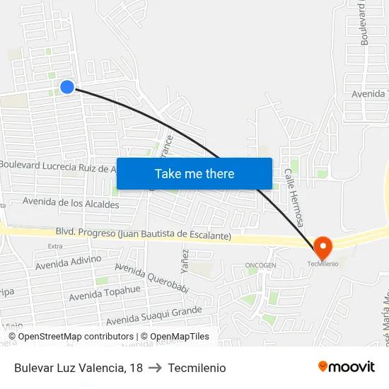 Bulevar Luz Valencia, 18 to Tecmilenio map