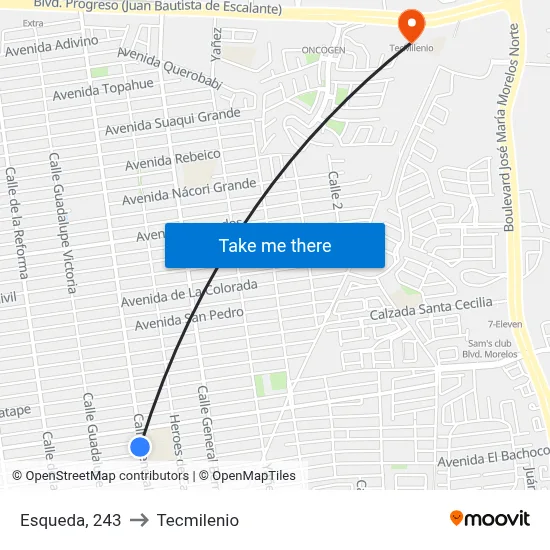 Esqueda, 243 to Tecmilenio map