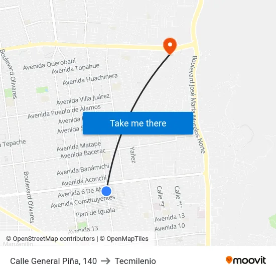 Calle General Piña, 140 to Tecmilenio map