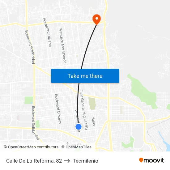 Calle De La Reforma, 82 to Tecmilenio map