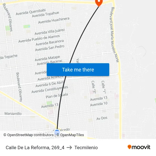 Calle De La Reforma, 269_4 to Tecmilenio map