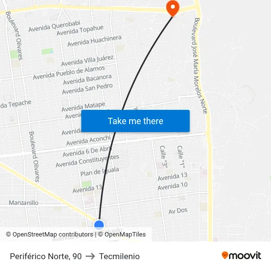 Periférico Norte, 90 to Tecmilenio map