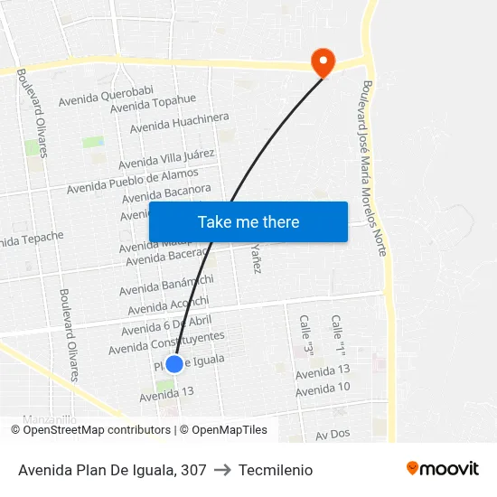 Avenida Plan De Iguala, 307 to Tecmilenio map