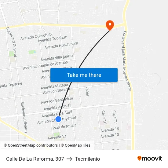 Calle De La Reforma, 307 to Tecmilenio map