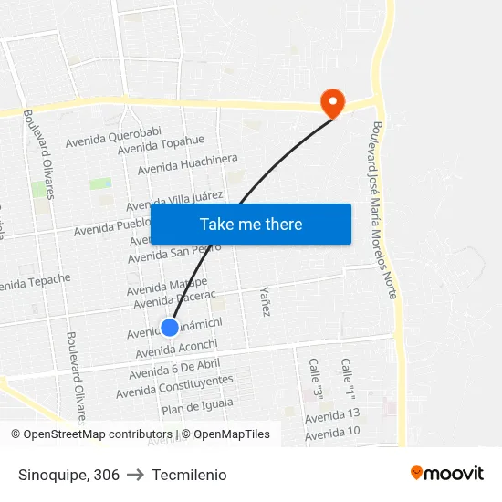Sinoquipe, 306 to Tecmilenio map