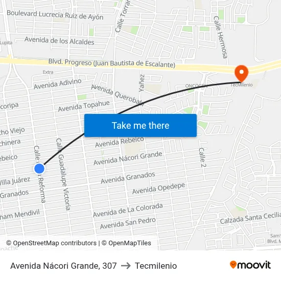 Avenida Nácori Grande, 307 to Tecmilenio map