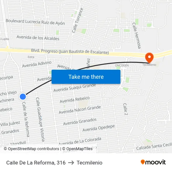 Calle De La Reforma, 316 to Tecmilenio map