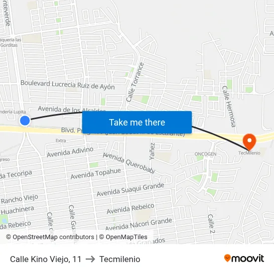 Calle Kino Viejo, 11 to Tecmilenio map