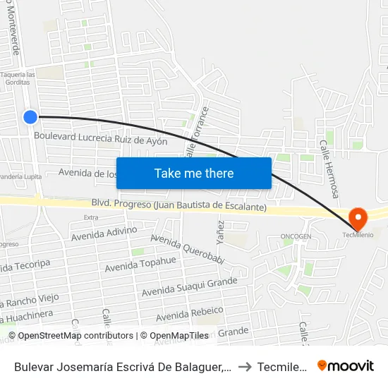 Bulevar Josemaría Escrivá De Balaguer, 157 to Tecmilenio map