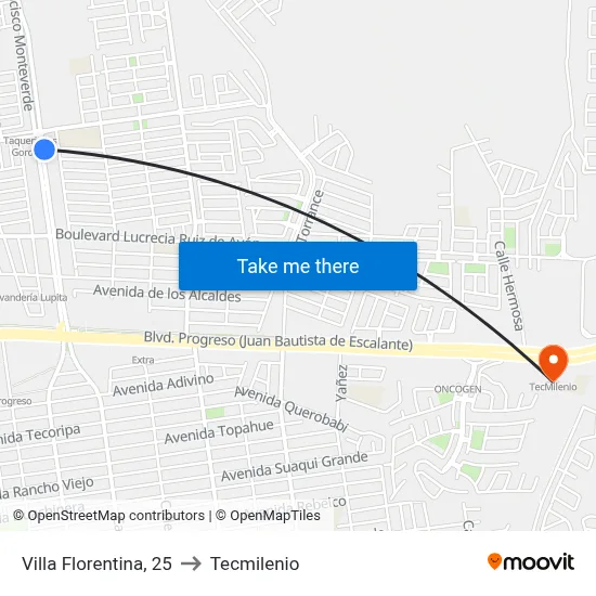 Villa Florentina, 25 to Tecmilenio map