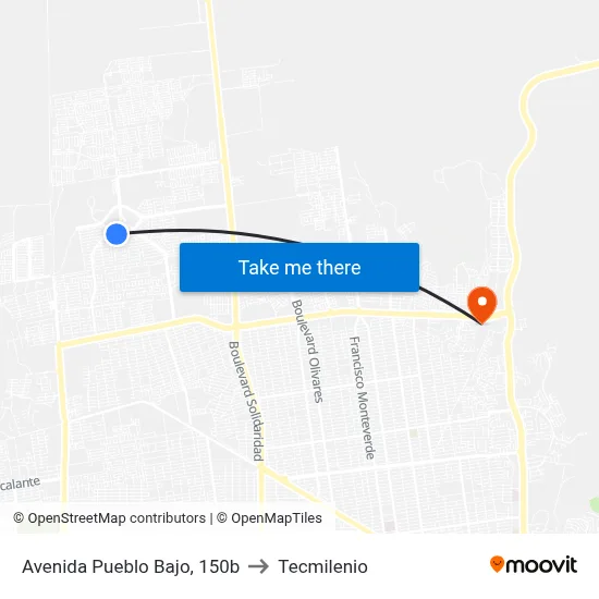 Avenida Pueblo Bajo, 150b to Tecmilenio map
