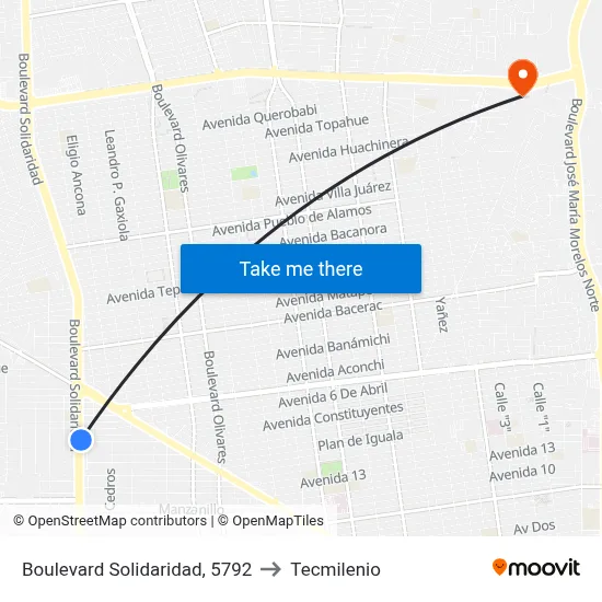 Boulevard Solidaridad, 5792 to Tecmilenio map
