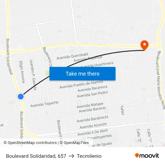 Boulevard Solidaridad, 657 to Tecmilenio map