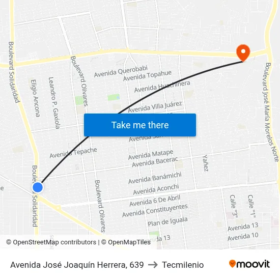 Avenida José Joaquín Herrera, 639 to Tecmilenio map