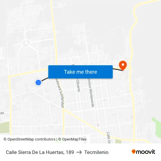 Calle Sierra De La Huertas, 189 to Tecmilenio map