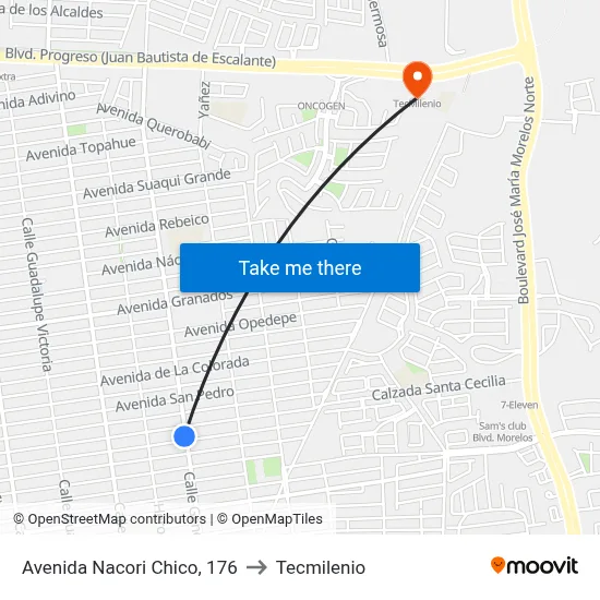 Avenida Nacori Chico, 176 to Tecmilenio map