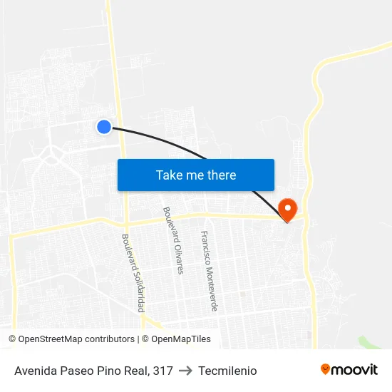 Avenida Paseo Pino Real, 317 to Tecmilenio map