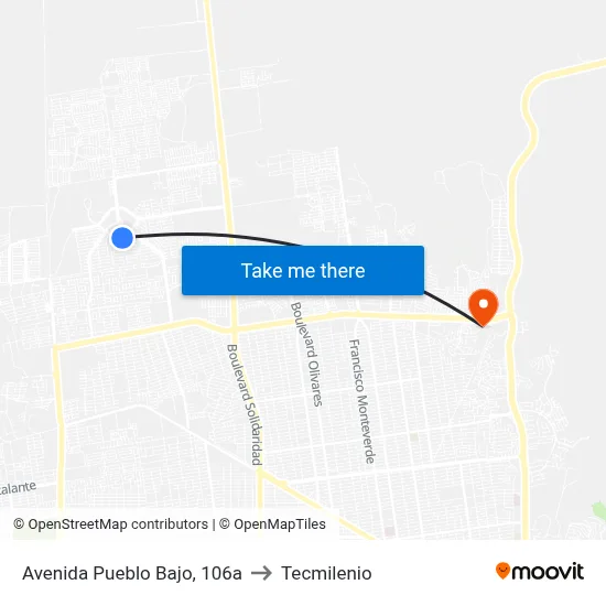 Avenida Pueblo Bajo, 106a to Tecmilenio map