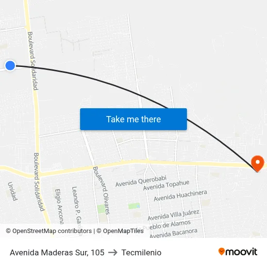 Avenida Maderas Sur, 105 to Tecmilenio map