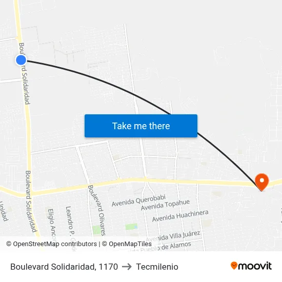 Boulevard Solidaridad, 1170 to Tecmilenio map