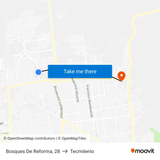 Bosques De Reforma, 28 to Tecmilenio map