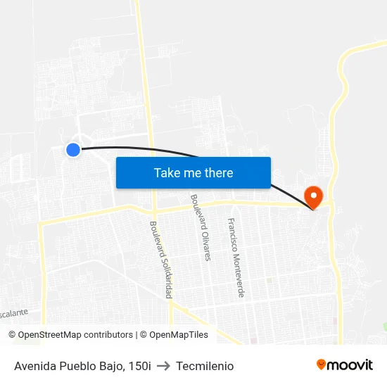 Avenida Pueblo Bajo, 150i to Tecmilenio map