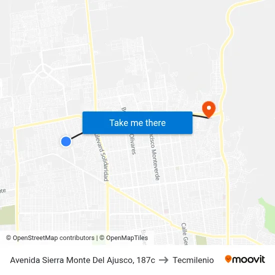 Avenida Sierra Monte Del Ajusco, 187c to Tecmilenio map