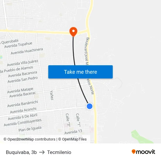 Buquivaba, 3b to Tecmilenio map