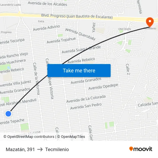 Mazatán, 391 to Tecmilenio map