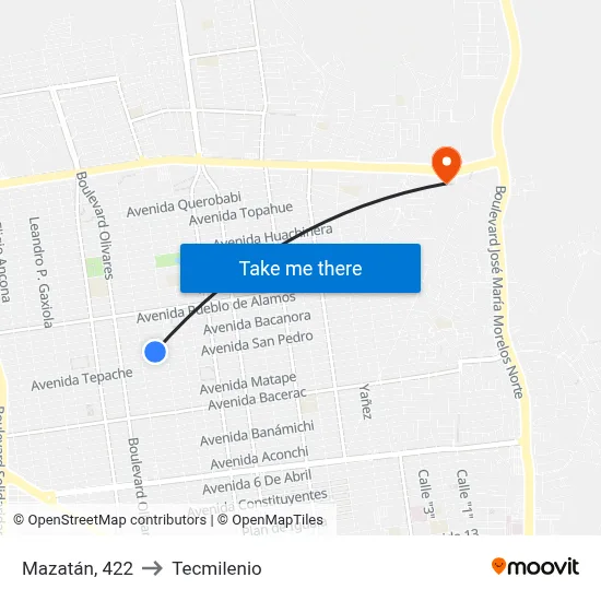 Mazatán, 422 to Tecmilenio map