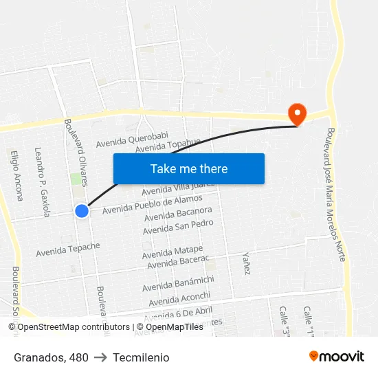 Granados, 480 to Tecmilenio map