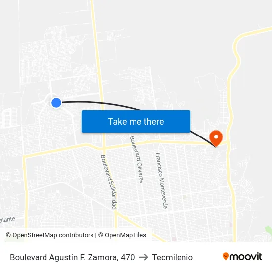 Boulevard Agustín F. Zamora, 470 to Tecmilenio map