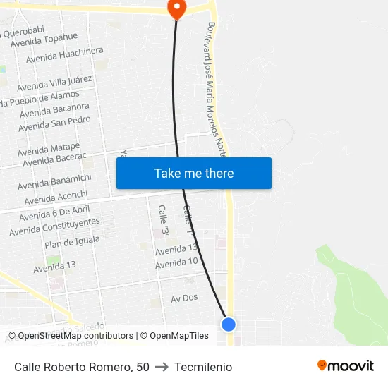 Calle Roberto Romero, 50 to Tecmilenio map
