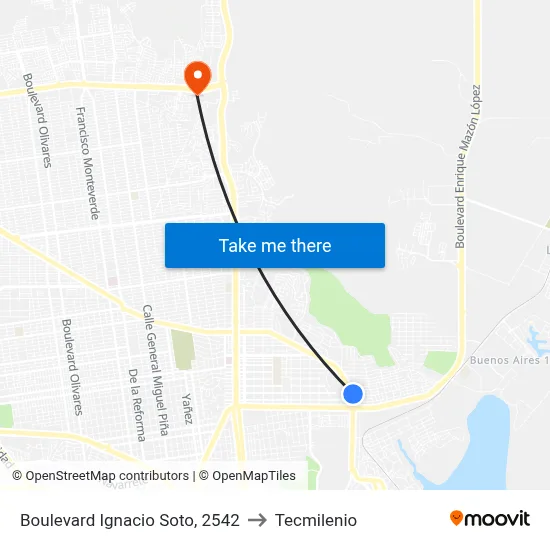 Boulevard Ignacio Soto, 2542 to Tecmilenio map