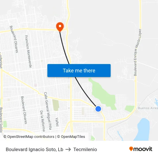 Boulevard Ignacio Soto, Lb to Tecmilenio map