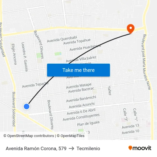 Avenida Ramón Corona, 579 to Tecmilenio map