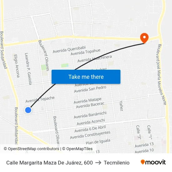 Calle Margarita Maza De Juárez, 600 to Tecmilenio map
