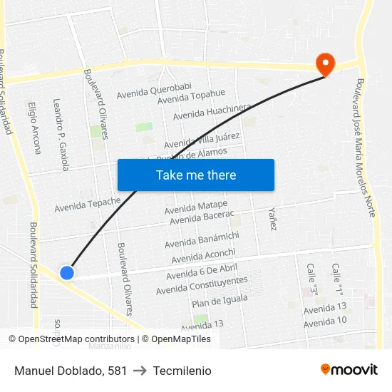 Manuel Doblado, 581 to Tecmilenio map