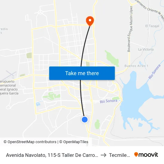 Avenida Navolato, 115-S Taller De Carroceria to Tecmilenio map