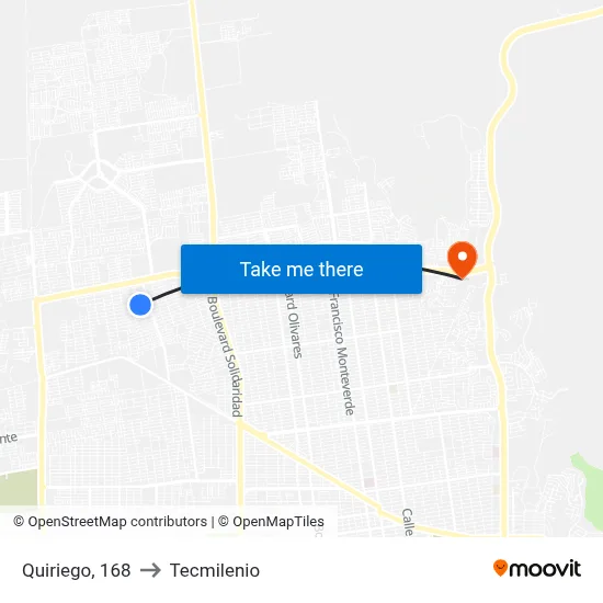 Quiriego, 168 to Tecmilenio map