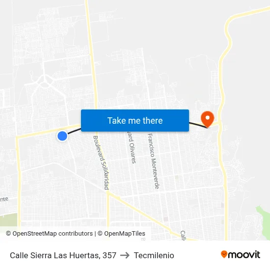 Calle Sierra Las Huertas, 357 to Tecmilenio map