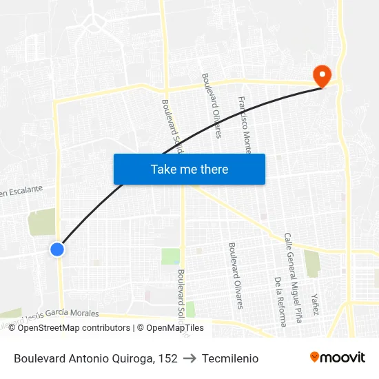 Boulevard Antonio Quiroga, 152 to Tecmilenio map